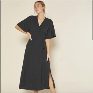 Outerknown Black Meraki Wrap Dress